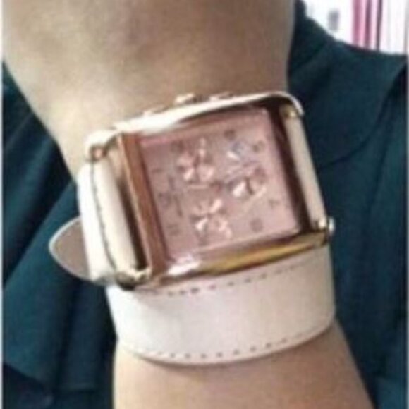 Michael Kors Womens Davenport Rose Gold Chronograph Leather Double Band Watch - Picture 4 of 9